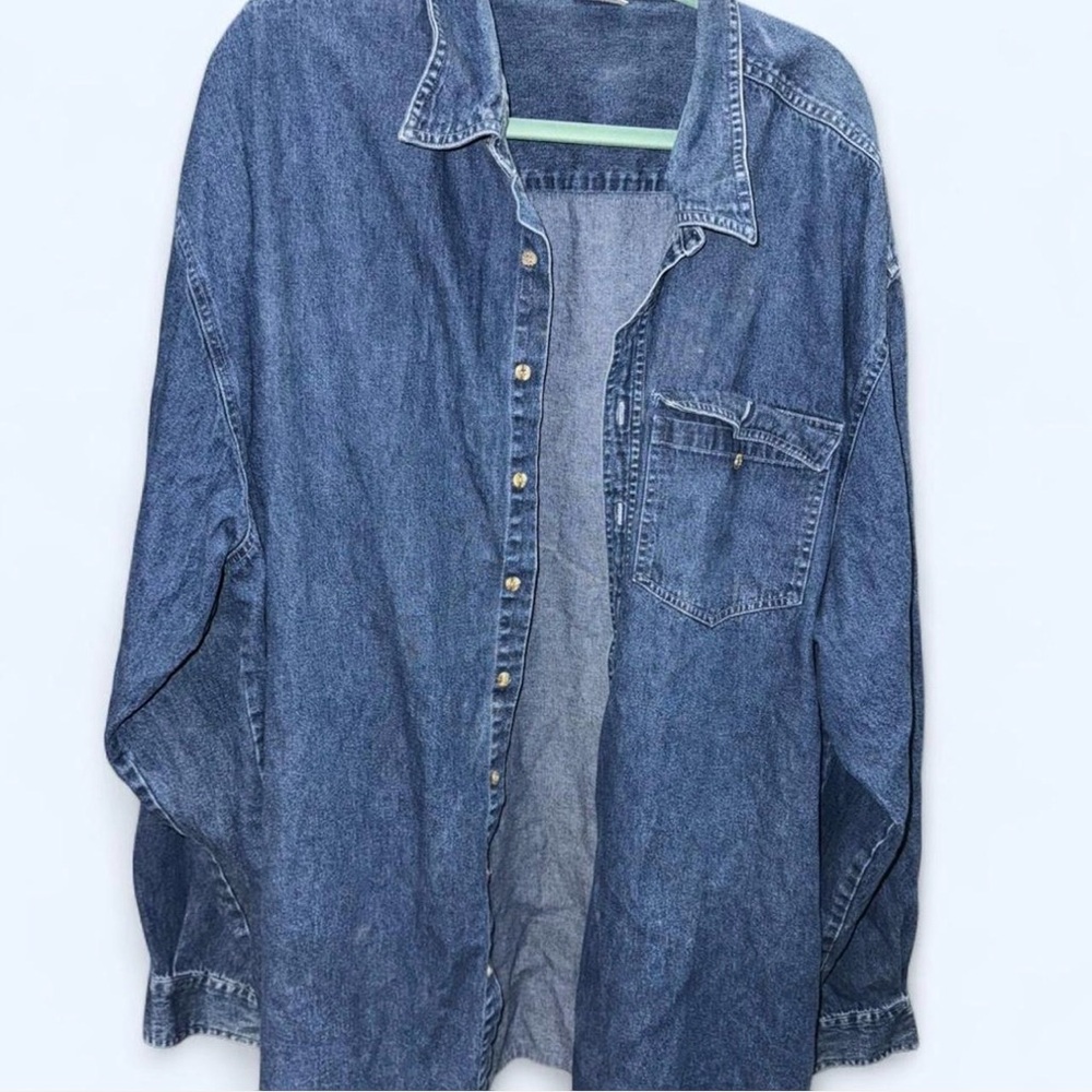 Vintage Denim Button-Down Shirt for Men
